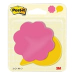 Post-it Die-Cut blomma/pratbubbla 72,5mm x 72,5mm | 3M | fuchsia/ultragul | 30 ark | 2st