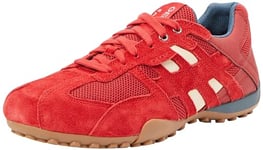 Geox Men's Uomo Snake A Sneaker, Red White, 10 UK