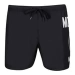 Moschino Mens Large Circular Milano Logo Black Swim Shorts material_polyester - Size X-Small