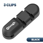 Enrouleur de câble USB en silicone,gestion des câbles de bureau,pinces,support de fil,souris,sauna,téléphone - Type 3 Clips Black 1pcs