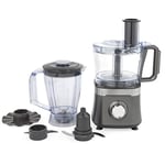 Salter EK5115GUNMETAL 2-In-1 Food Processor and Blender - 800W, 1.5L Bowl, 1.4L Blender Jug, Emulsifying, Dough and Chopping Blades, Slicing and Grating Discs, 2 Speeds & Pulse Function, Cosmos Grey