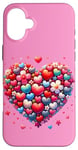 iPhone 16 Plus Cute Heart with Flowers and Hearts for Valentine's Day Case