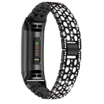 Fitbit Charge 3/4 metallinen rannekoru strassilla Musta/Crystal