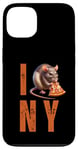 Coque pour iPhone 13 Funny NY City Rat Mangeant Pizza Pepperoni