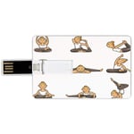 16G USB Flash Drives Credit Card Shape Yoga Memory Stick Bank Card Style Cartoon Yoga Young Girl Doing Different Poses Energy Action Aerobics Vitality Health,Multicolor Waterproof Pen Thumb Lovely Jum