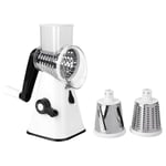 Rotary Vegetable Slicer and Chopper,Multifunctional Rotary Cheese Grater,Manual Vegetable Slicer Handheld,Food Grater for Carrot, Potatoes,Nut Chopper with 3 Stainless Steel Drum Blades for Kitchen