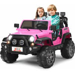 Costway - Voiture Électrique 12V pour Enfants 3+ Ans, 2 Places, Télécommande 2.4G, Lumières led et Musique, 123x80x80 cm Rose