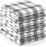 Utopia Towels Lot de 6 torchons de Cuisine à Carreaux écossais 38,1 x 63,5 cm, 100% Coton filé à l'anneau, Super absorbants, Doux et réutilisables, pour Bar et Vaisselle (Gris, Blanc) (UT0997)