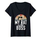 Womens My Rat is the Boss funny Rats Lover V-Neck T-Shirt