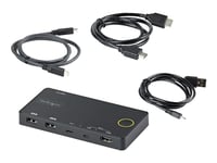 Startech.Com 2-Ports Hybrid Usb-A + Hdmi Och Usb-C Kvm-Switch - Enskild 4K 60 Hz Hdmi 2.0-Skärm - Kompakt Hdmi Kvm-Switch För Stationär/Bärbar Dator - Usb-Bussdriven - Thunderbolt 3-Kompatibel - Omkopplare För Tangentbord/Video/Mus/Ljud - 2 X Kvm/Lj