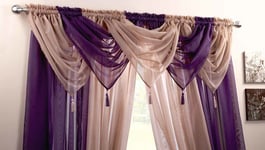 Purple Plain Tassel Colourful Modern Slot Top Voile Curtain Swag Single