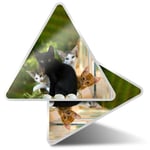 2 x Triangle Stickers  7.5cm - Cute Kittens Black Tabby Ginger Cat  #24573