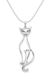 Sterling Silver Cat Necklace on Silver chain - SIZE: 39mm x 10mm - Gift Boxed. Silver cat pendant. FOR STRONGER THICKER CHAIN please choose 17" which is 1.5mm thick - 16 & 18" are 1.2mm thick. 8114/17