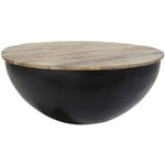 Table basse en bois de manguier et métal coloris marron / noir - diamètre 95 x hauteur 40 cm Pegane