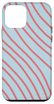 Coque pour iPhone 12 mini Fond bleu clair et motif lignes orange clair