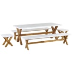 Ensemble de Repas de Jardin pour 8 Personnes Table 2 Tabourets et 2 Bancs en Bé