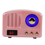 Portable Retro Wireless Bluetooth Speaker Multi-function Mini Desktop FM Stereo Music Player Subwoofer Indoor Outdoor Travel Soundbox(Pink)