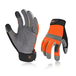 Vgo... 2Paires Gants de Travail de Sécurité, Gants de Constructeur, Gants de Jardinage, Gants de Mécanicien Légers (SL7584,9/L,Orange,2Paires)