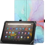 Étui Universel Pour 9-10.1"" Tablette Fire Hd 10 2021/2023 & Fire Hd 10 Plus 2021/2023 Avec Support Et Dragonne Housse De Protection Pour 9""-10.1"" Samsung Lenovo Android Tablette - Marbre Ble.[F628]