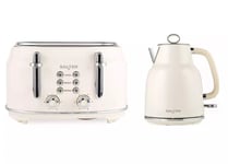 Salter Cream Retro Kettle & 4-Slice Toaster Set 1.7L, Fast Boil, Wide Slot