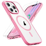 ORETECH Coque pour iPhone 13 Pro Max avec [2 Verre Trempé Protection écran] Protection Antichoc Militaire Coque Magnétique iPhone 13 Pro Max Coque iPhone 13 Pro Max Mag Safe 6.7" Rose Clair