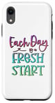 Coque pour iPhone XR Citation inspirante « Each Day Is a Fresh Start »