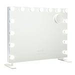 Flamingueo Miroir Coiffeuse - Miroir LED 14 Lumières, Miroir Maquillage Lumineux 3 Modes, Miroir Hollywood USB, Miroir LED Coiffeuse Tactile, Blanc