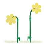 Relaxdays Arroseur de Jardin, Set 2, Fleur d’arrosage, Jeu d'eau pour Enfants, avec Piquet Terre, Jaune-Vert