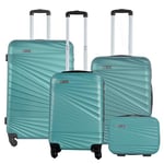 Valises rigides 4 PZ. Cabine 56 cm, valise moyenne 66 cm, grande valise 76 cm et aiguille 23 cm Bleu Turquoise