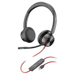 Micro-casque filaire haut de gamme Poly Blackwire 8225 – Annulation active du bruit – Son binaural hi-fi - Connexion à un PC/Mac - Certifié Microsoft Teams