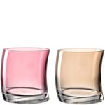 Leonardo Swing 70701 Lot de 12 verres à eau, lavables au lave-vaisselle, forme incurvée, rouge/beige, 250 ml