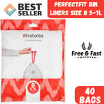 Brabantia PerfectFit Bin Liners Size 3-60L Thick Plastic Trash 40 Bags Food Wast