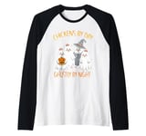 Funny Chicken Halloween Costume Spooky Season Chickens Witch Raglan Baseball Tee