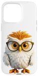 Coque pour iPhone 15 Pro Max White Owl With Glasses Graphic For Women Kids Owl Lovers