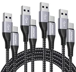 USB C Cable Fast Charge[4Pack,1M+2M+2M+3M],USB Type C Charger Cable Fast Charging Lead For Samsung Galaxy S10 S9 S8 S20 S21 Plus Ultra 5G,A52 A72 A32 A42 A51 A71,HTC 10/U12+,LG G5/G6-Nylon Braided