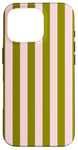 Coque pour iPhone 16 Pro Rose Olive Vert Rayé Mignon Girly Esthétique Preppy Stripe