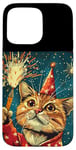 iPhone 15 Pro Max New Year Cheer with this Happy and Funny looking Cat Design Case