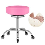 OUTMASTER Tabouret sur roulettes réglable en hauteur - 50 à 62 cm - Charge maximale : 180 kg - Tabouret pivotant à 360° - Pour salon et spa - En cuir - Rose