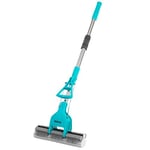 Beldray LA070678EU Pet Plus+ Slimline Balai-Serpillère en PVA, Balais Lave Sol Durs avec Manche Télescopique, 90-120 cm, Tête en Caoutchouc, Éliminer Poussière et les Poils d'Animaux, Turquoise/Gris