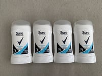 Lot 4 x Sure Invisible Aqua Antiperspirant Deodorant Stick 48H Protection 40ml