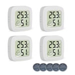 4 Pièces Mini Lcd Thermomètre Hygromètre Intérieur,Avec Interrupteur,Digital Thermo Hygromètre Indicateur Précision D'Ambiance Moniteur De Température Et Humidimètre,Pour Serre,Chambre Bébé