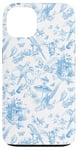 Coque pour iPhone 13 Chinoiserie Toile Bleu Clair - Perroquets Fleurs Papillons