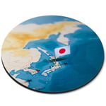 Round Mouse Mat  - Japan World Map Flag  #45439