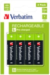 VERBATIM RECHARGEABLE BATTERY AA 4 PACK / HR6