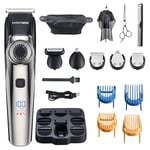 Barberboss Professional Men's Hair Clipper, Cordless Beard & Detail Trimmer for Men, Waterproof Groomer with Ear & Nose Trimmer, Ultimate Grooming Kit for Face & Body Grooming