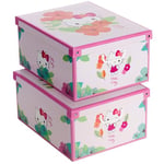 Lavatelli Lot de 2 boîtes de Rangement en Carton, avec Couvercle, pour Ranger, boîtes Cadeau, 39x50x24 cm Hello Kitty