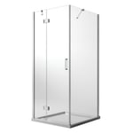 Cabine de douche 75x75 CM H190 Transparent avec Easyclean mod. Flip Porte + Fixe