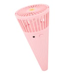 (Pink)Mini Handheld Fan Cone Shaped Table Top Hanging Neck Cooling Fan Port BG