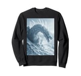 Ice Dragon with Blue Eyes in Snowy Mountains Sweatshirt