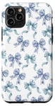 Coque pour iPhone 11 Pro Nœuds en toile bleue et blanche pour femme